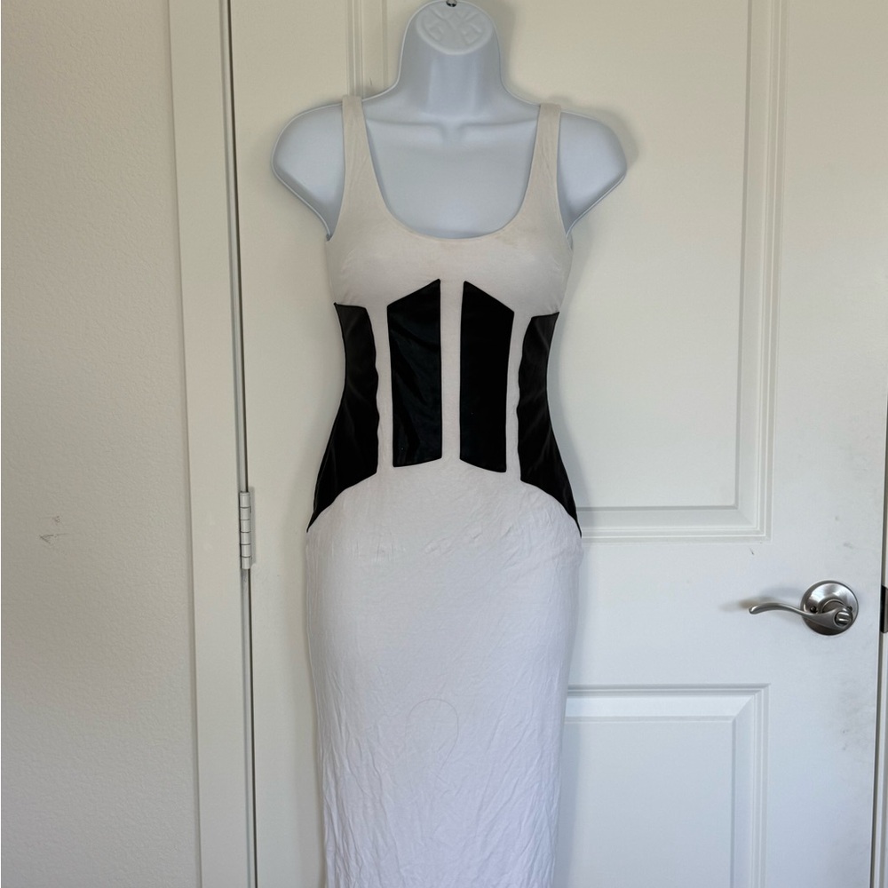Bebe Elegant White and Black Dress